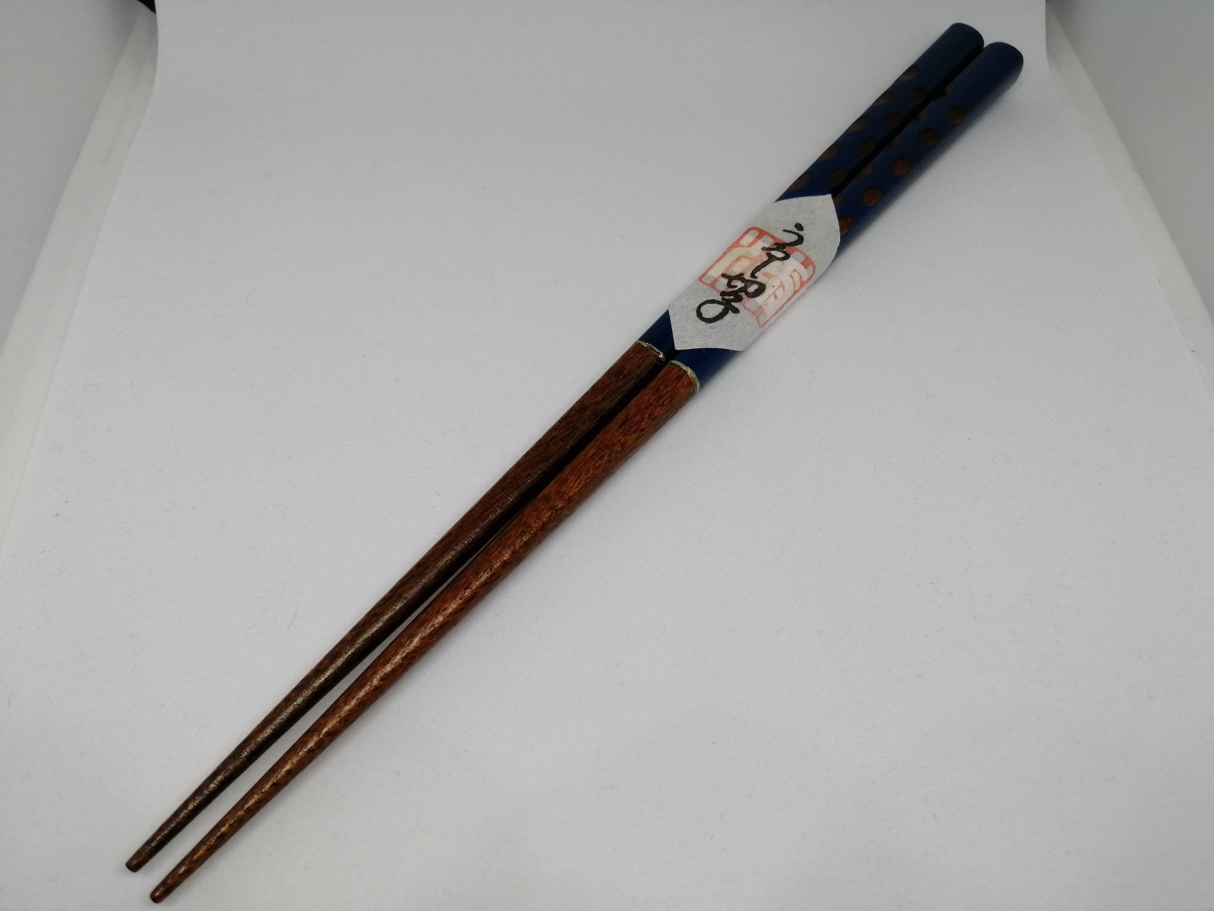 うるし切子箸　青