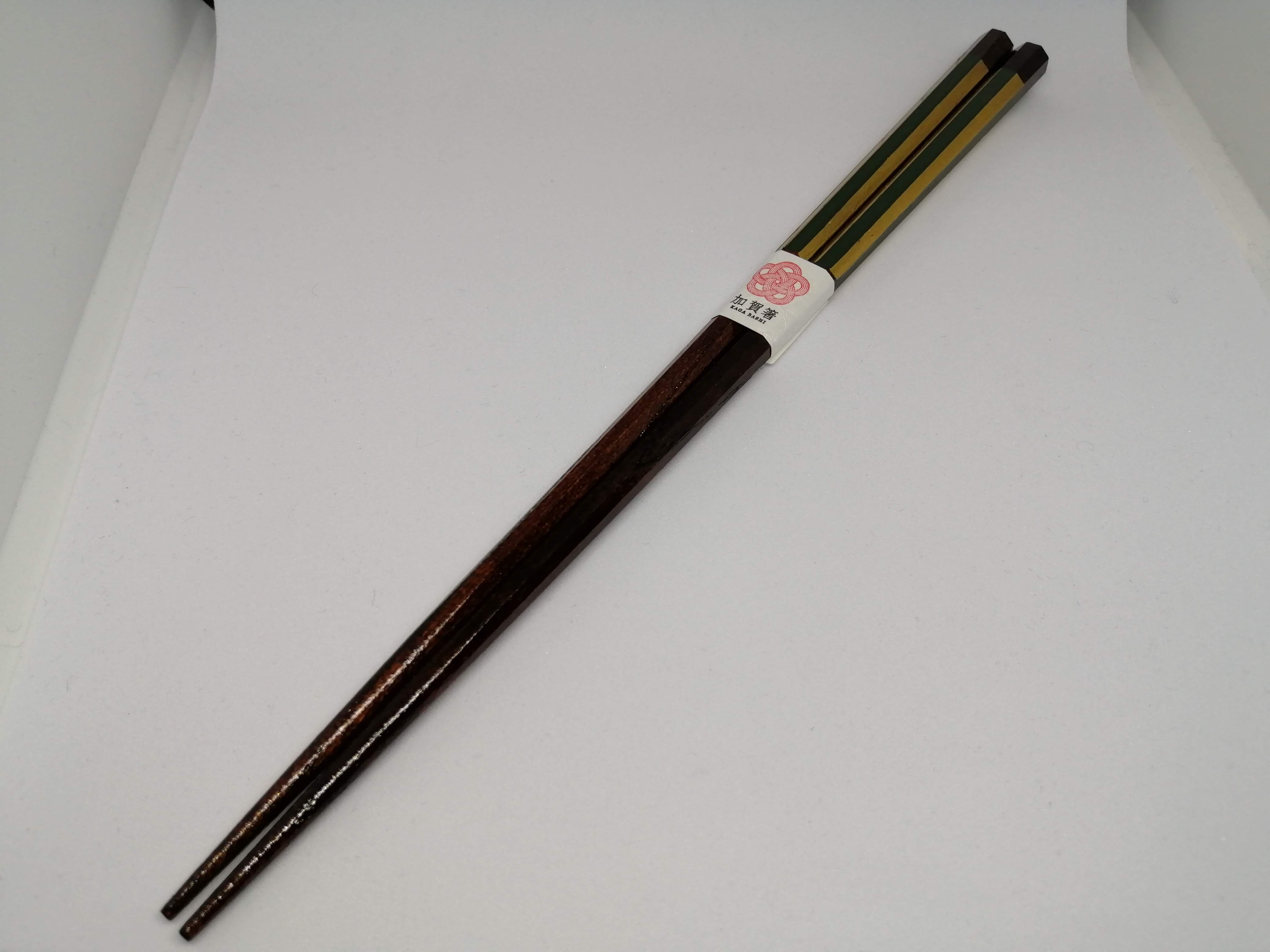 欅　加賀箸　八角塗分金箔　緑