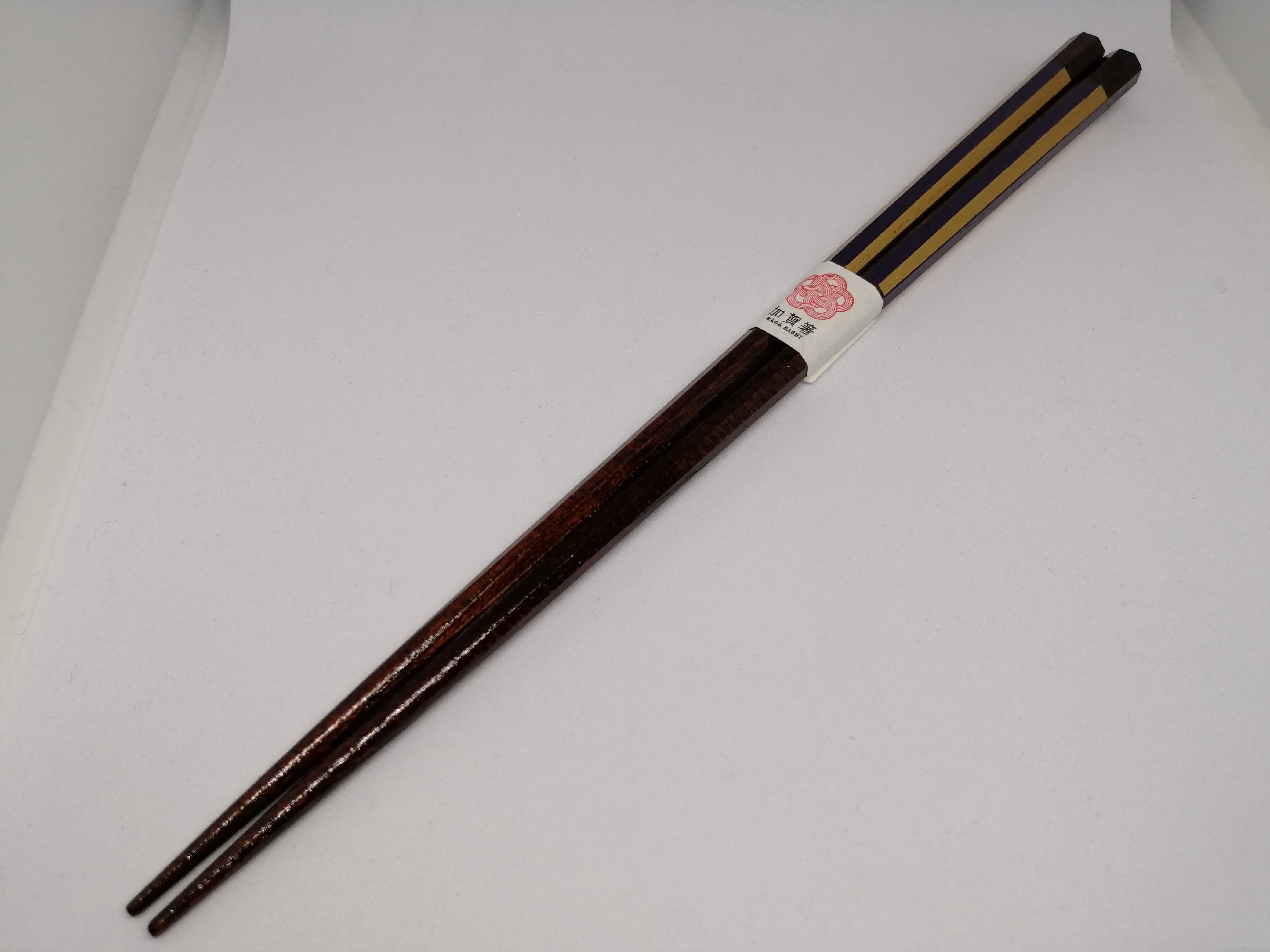 欅　加賀箸　八角塗分金箔　紫