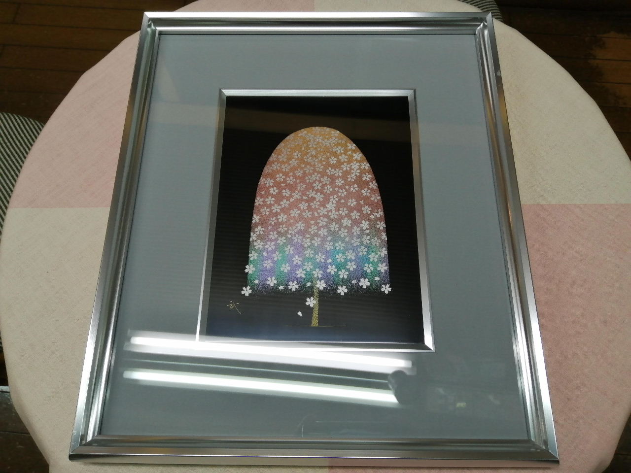 輪島塗　しだれ桜沈金　パネル