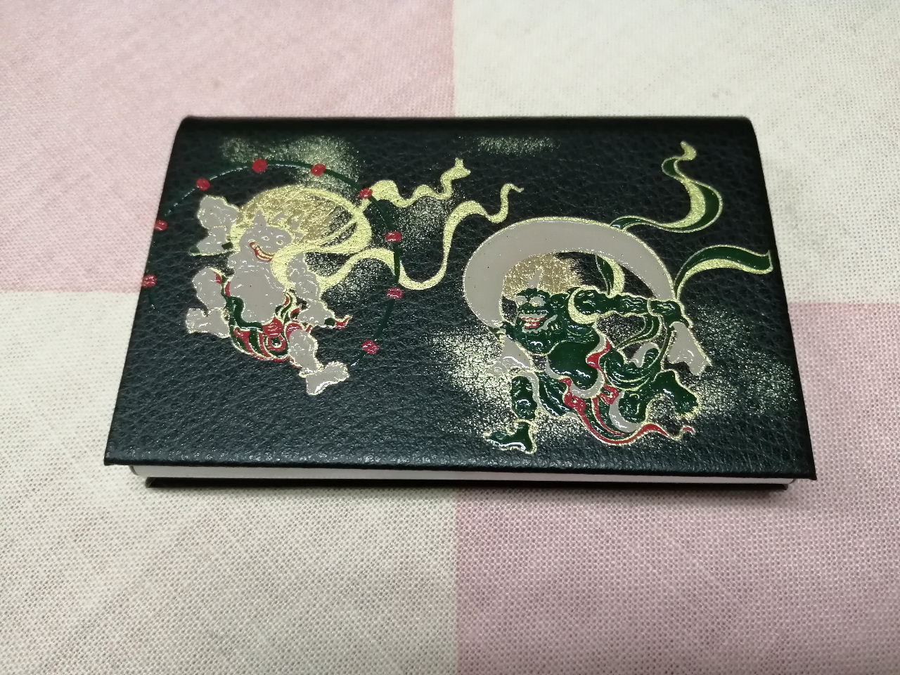 漆芸　風神雷神　名刺入