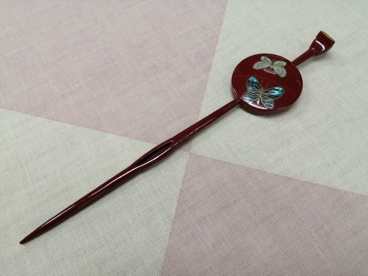蝶蒔絵　かんざし　朱